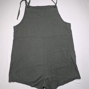 Alter'd State Linen Blend Romper Olive Tie Strap Minimal Utility